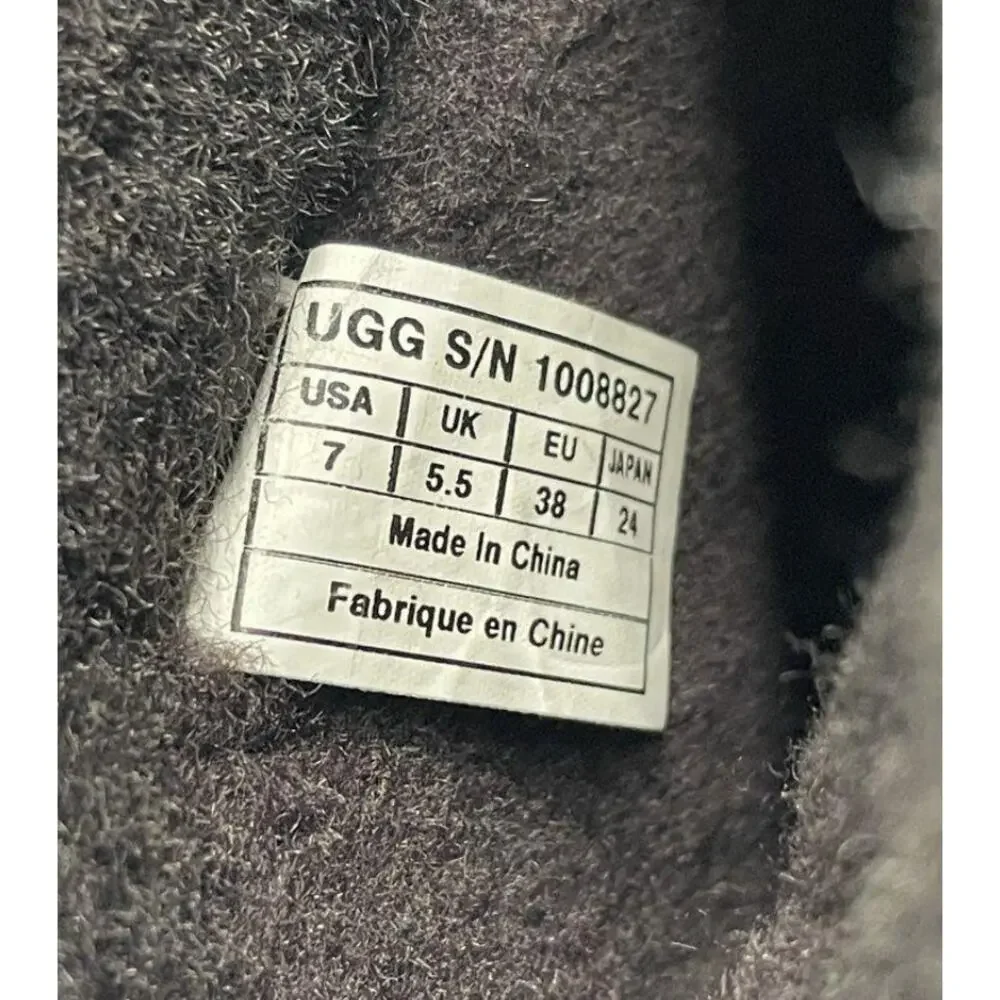 UGG Australia Chocolate Brown Leather Bow Buckle Mid-Calf Boot Size 7 Brand New